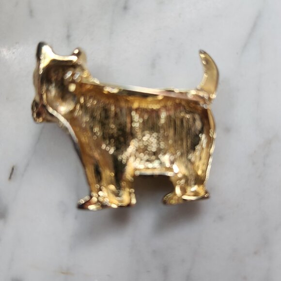 ✨3 for $18✨Vintage Scottie Dog Brooch – Gold Tone with Enamel & Rhinestone Eyes - Picture 5 of 5
